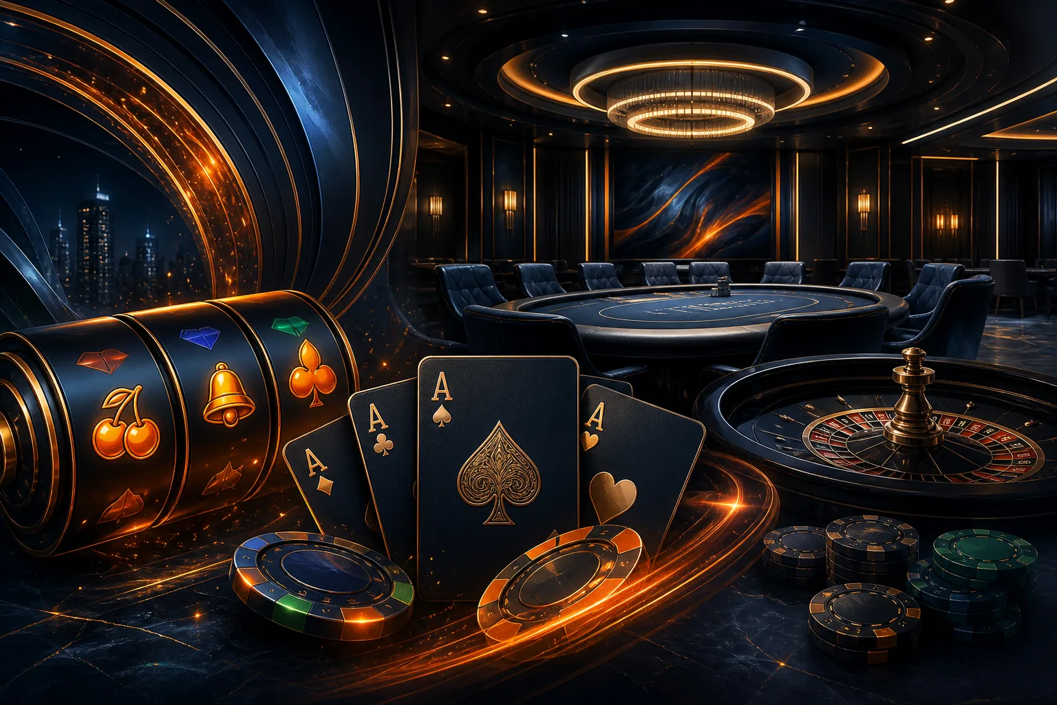 Slotozen casino games lobby concept with slots, cards and live table shapes