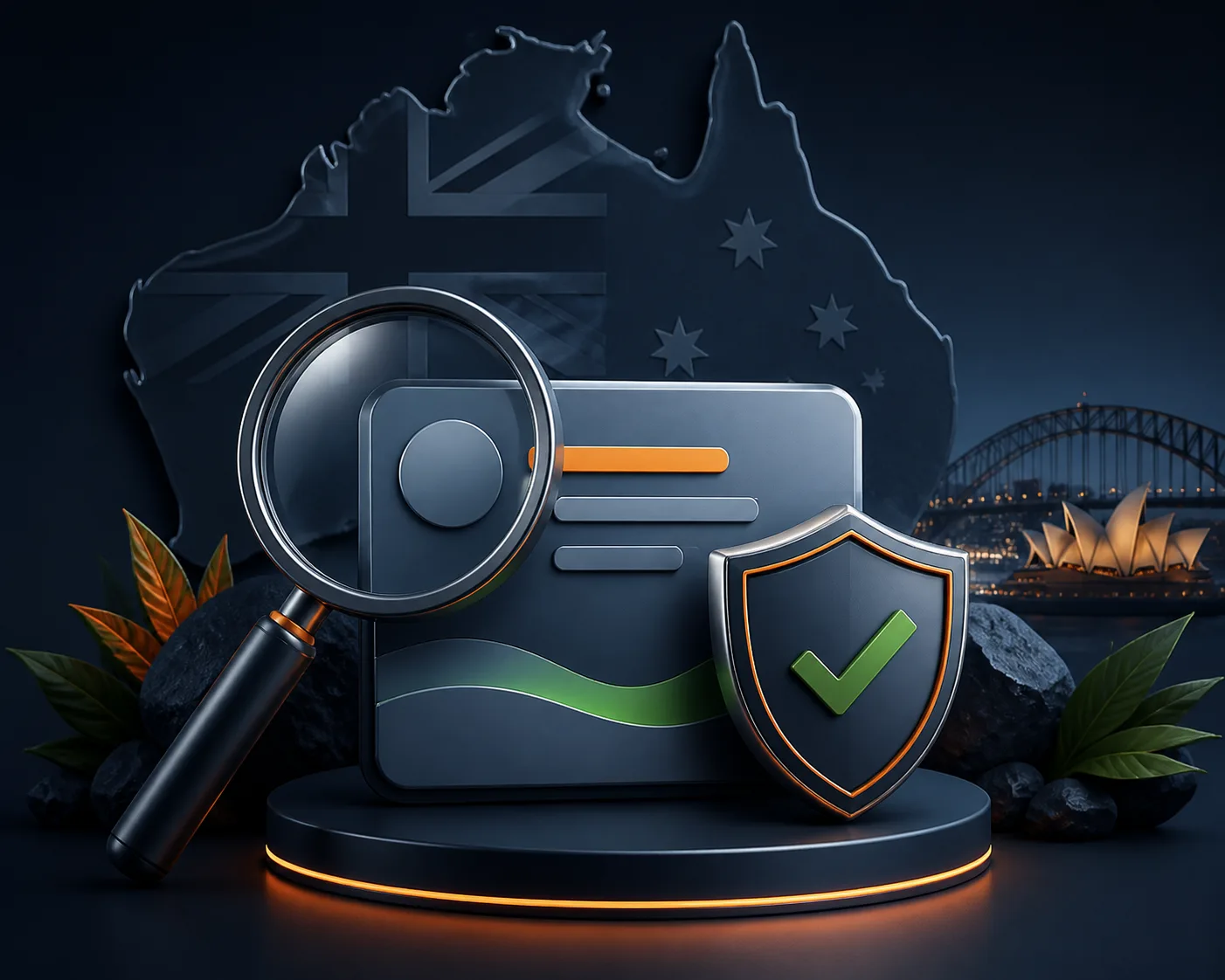 Slotozen promo-code verification concept with a magnifying glass and neutral offer card